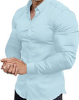 Slim-Fit Hemd aus Stretchmaterial – Knitterfrei, Modern und Bequem für Herren, Ideal für Formelle und Legere Anlässe 12