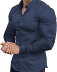 Slim-Fit Hemd aus Stretchmaterial – Knitterfrei, Modern und Bequem für Herren, Ideal für Formelle und Legere Anlässe 14