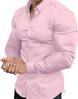Slim-Fit Hemd aus Stretchmaterial – Knitterfrei, Modern und Bequem für Herren, Ideal für Formelle und Legere Anlässe 16