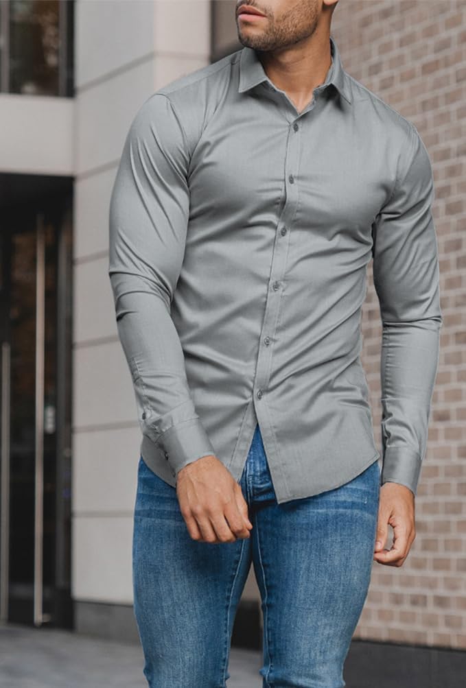 Slim-Fit Hemd aus Stretchmaterial – Knitterfrei, Modern und Bequem für Herren, Ideal für Formelle und Legere Anlässe 6