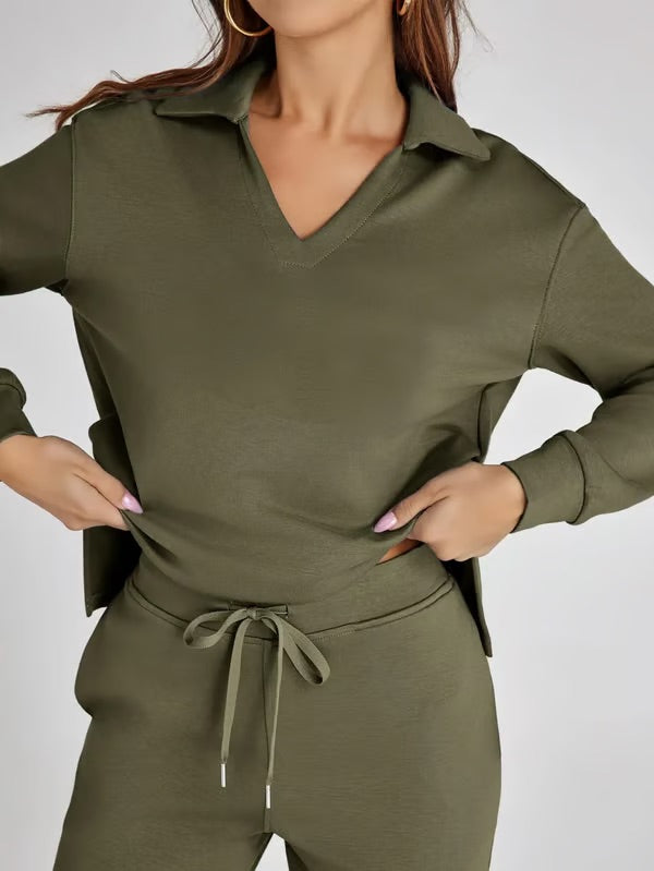 Sportliches V-Ausschnitt Set für Herbst – Bequemes zweiteiliges Outfit für kühle Tage 6