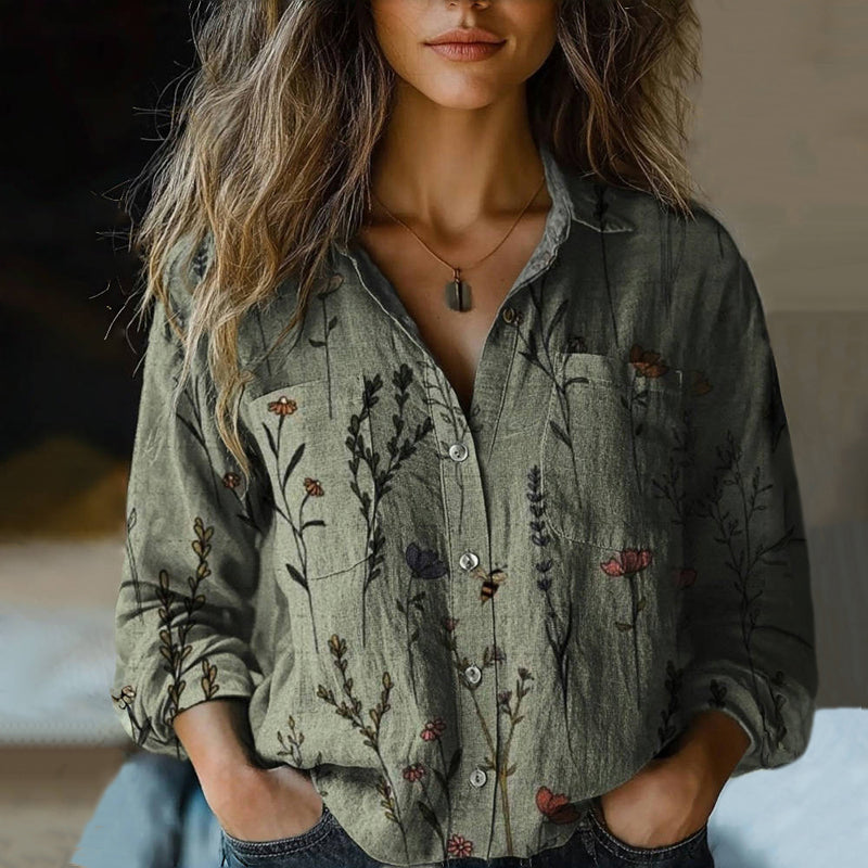 Vintage-Bluse mit Blumenmuster und Kurzarm – Luftiger Stoff für den Sommer 3