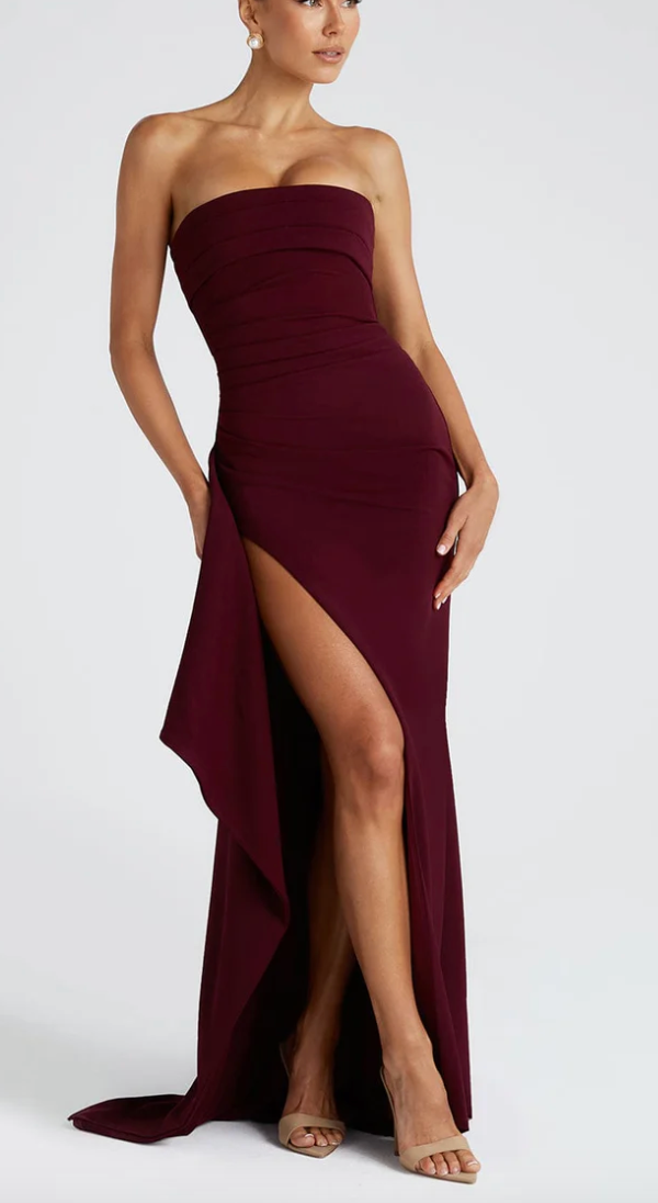 Trägerloses Abendkleid mit Verführerischem Schlitz 3
