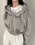 Übergroßer Damen Hoodie mit Taschen und Reißverschluss 1