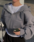 Übergroßer Damen Hoodie mit Taschen und Reißverschluss 2