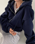 Übergroßer Damen Hoodie mit Taschen und Reißverschluss 3