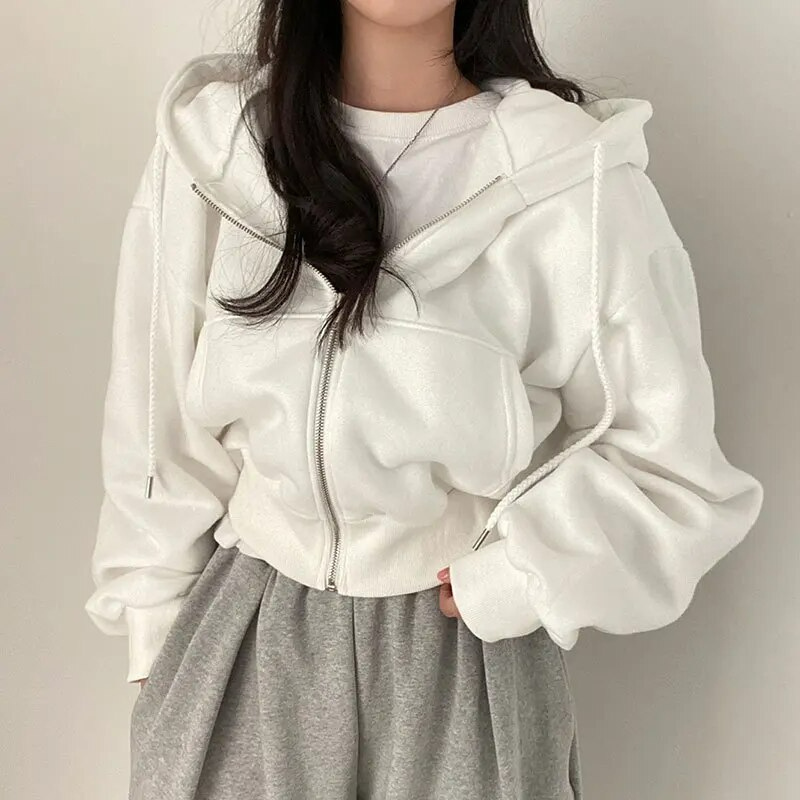Übergroßer Damen Hoodie mit Taschen und Reißverschluss 5