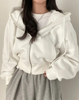 Übergroßer Damen Hoodie mit Taschen und Reißverschluss 5