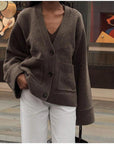 V-Ausschnitt Strickjacke mit Eleganter Struktur 0