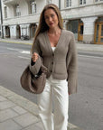 V-Ausschnitt Strickjacke mit Eleganter Struktur 2