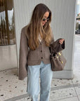 V-Ausschnitt Strickjacke mit Eleganter Struktur 4