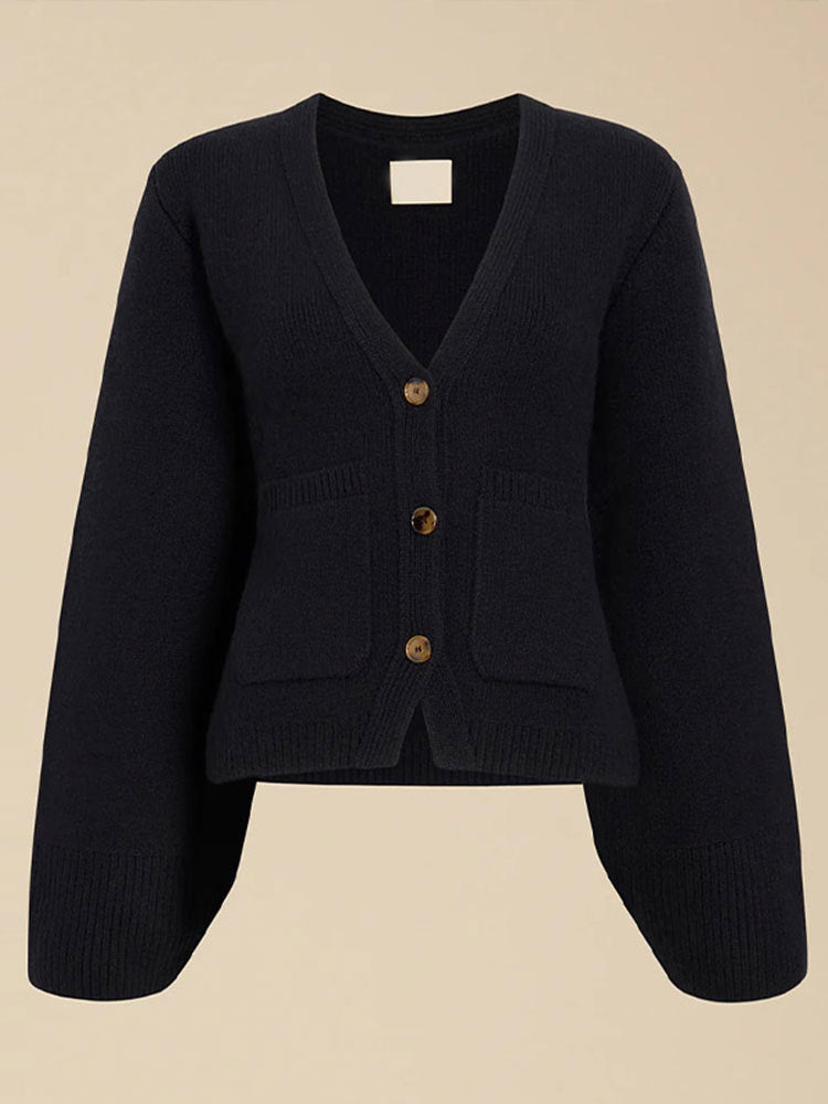 V-Ausschnitt Strickjacke mit Eleganter Struktur 8