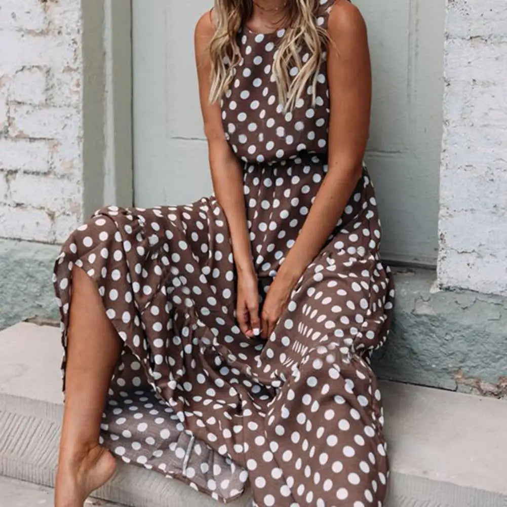 Verspielt Maxikleid mit Polka Dots für Sommer 0