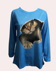 Verspielte Damenbluse mit Katzenmuster für Eleganz 3