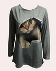 Verspielte Damenbluse mit Katzenmuster für Eleganz 4