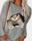 Verspielte Damenbluse mit Katzenmuster für Eleganz 5