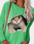 Verspielte Damenbluse mit Katzenmuster für Eleganz 6
