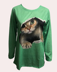 Verspielte Damenbluse mit Katzenmuster für Eleganz 7