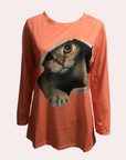 Verspielte Damenbluse mit Katzenmuster für Eleganz 8