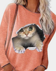 Verspielte Damenbluse mit Katzenmuster für Eleganz 9