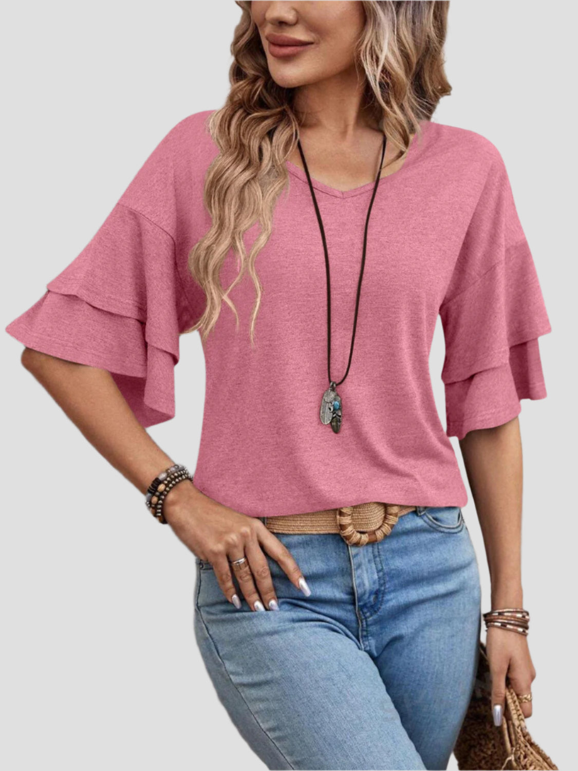 Verspielte Damenbluse mit Rüschensleeves für Eleganz 0