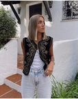 Vintage Bestickte Weste mit Eleganten Details 0