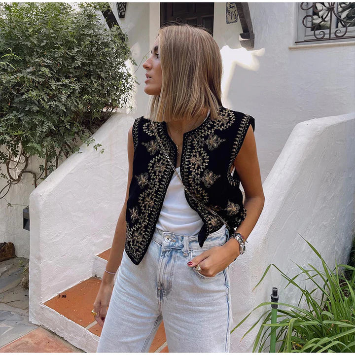 Vintage Bestickte Weste mit Eleganten Details 1