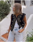 Vintage Bestickte Weste mit Eleganten Details 1