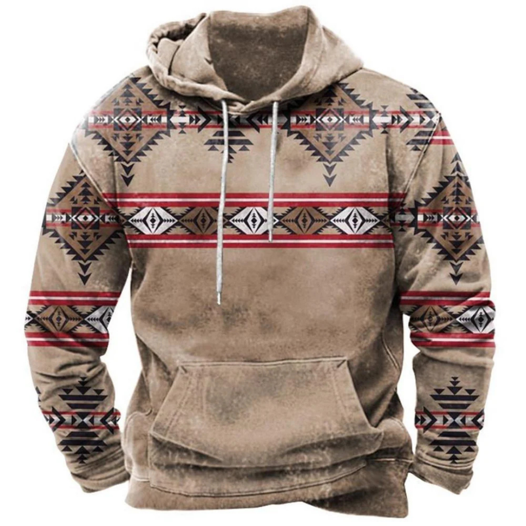 Vintage Kapuzenpulli mit Tribal-Print 0