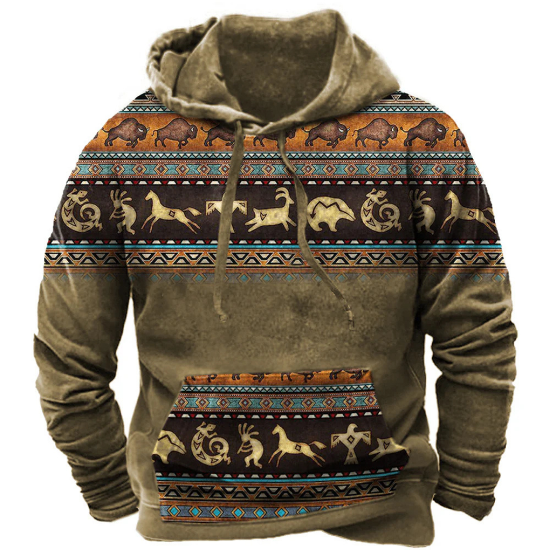 Vintage Kapuzenpulli mit Tribal-Print 1
