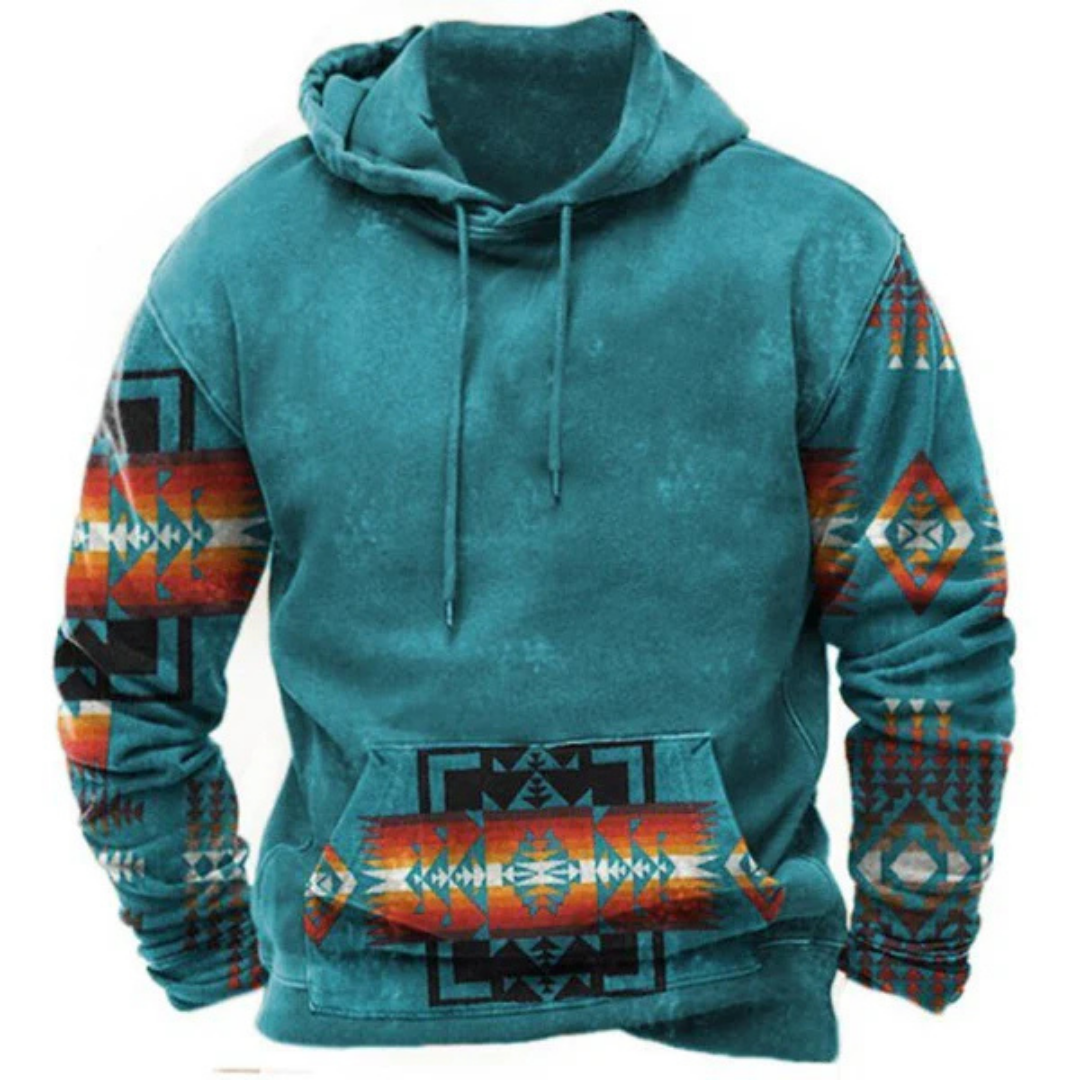 Vintage Kapuzenpulli mit Tribal-Print 2