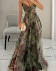 Wasserfarben Maxikleid mit Eleganter Kreuzträger-Optik 1