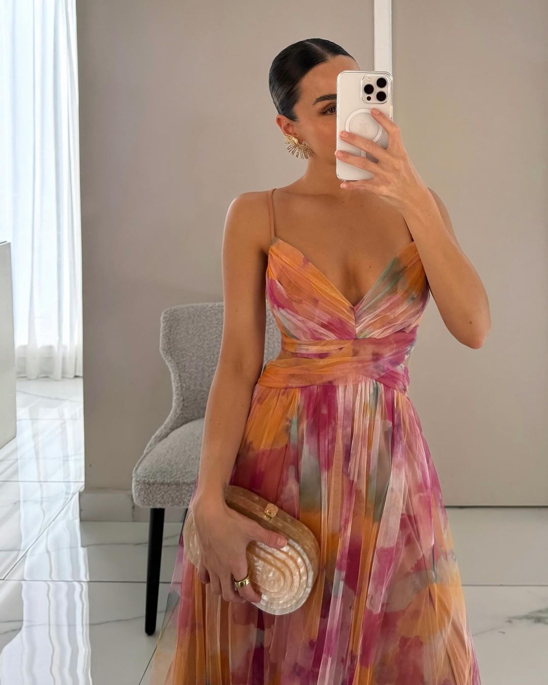 Wasserfarben Maxikleid mit Eleganter Kreuzträger-Optik 2