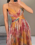 Wasserfarben Maxikleid mit Eleganter Kreuzträger-Optik 4