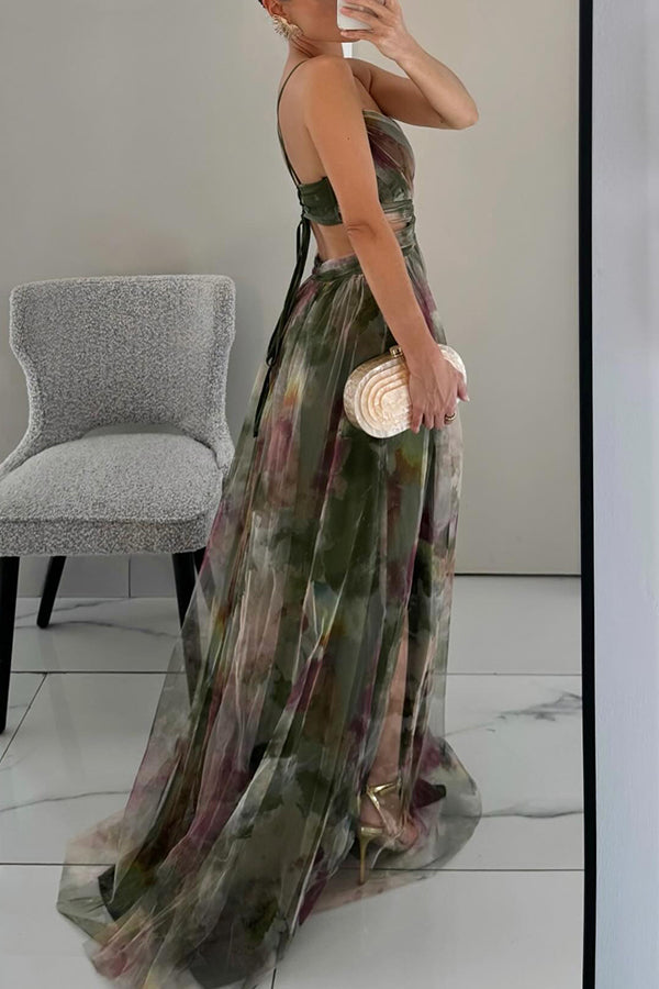 Wasserfarben Maxikleid mit Eleganter Kreuzträger-Optik 5
