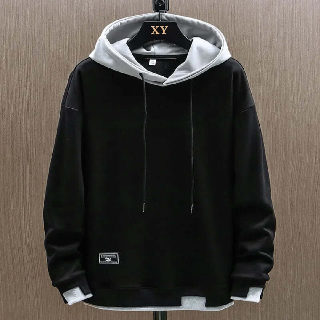 Zwei-Ton Kapuzenpulli im Oversized-Stil 1