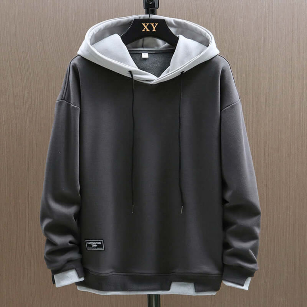 Zwei-Ton Kapuzenpulli im Oversized-Stil 2