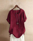 Zeitlose Damenbluse mit Rundhalsausschnitt und kurzen Ärmeln – Elegante Bluse für festliche Anlässe und Alltag 11