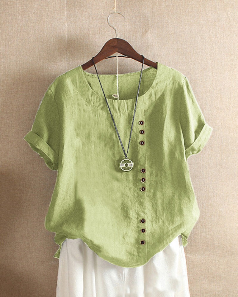 Zeitlose Damenbluse mit Rundhalsausschnitt und kurzen Ärmeln – Elegante Bluse für festliche Anlässe und Alltag 9