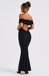 Elegantes Maxikleid aus Spitze mit Offenem Rücken und Bardot-Ausschnitt