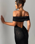Elegantes Maxikleid aus Spitze mit Offenem Rücken und Bardot-Ausschnitt – Figurbetont und Fließend 12