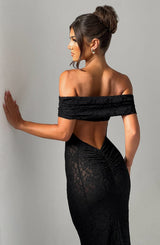Elegantes Maxikleid aus Spitze mit Offenem Rücken und Bardot-Ausschnitt